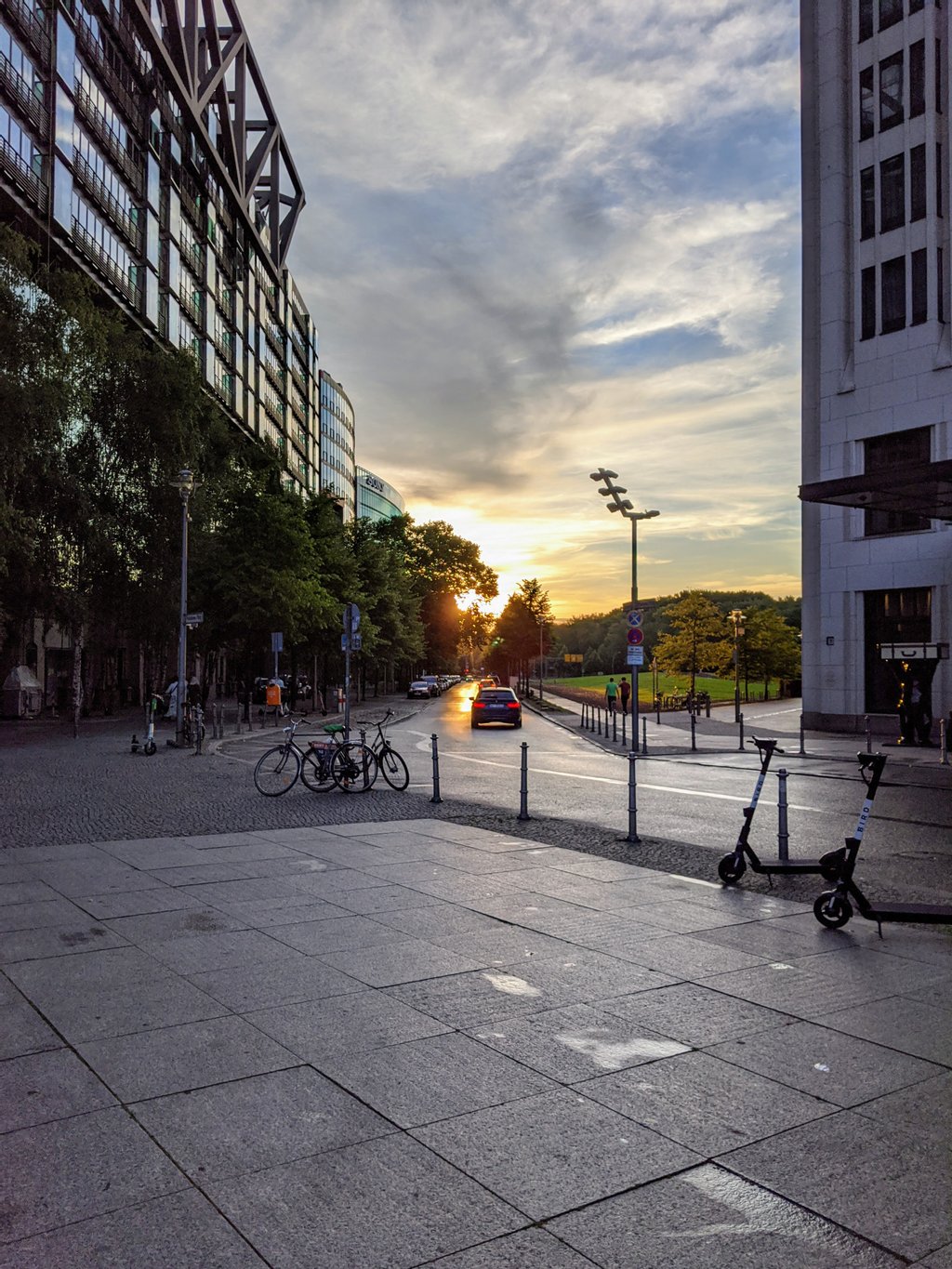 Into sunset near Potsdamer Platz