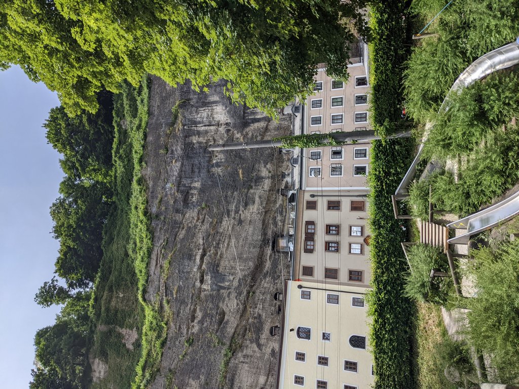 Buildings inside mountain
